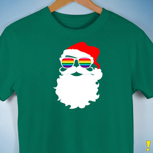 Santa’s Gilbert Baker LGBTQ Pride Flag Shades Premium Unisex T-Shirt - Kelly Green